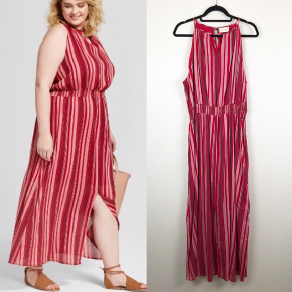 red stripe maxi dress